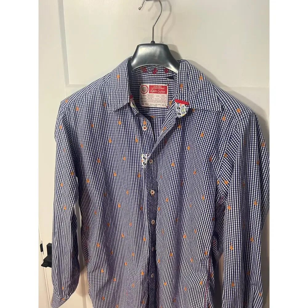 Robert Graham M Blue Check Guitar Print Button Front The Freshly Laundered Shirt